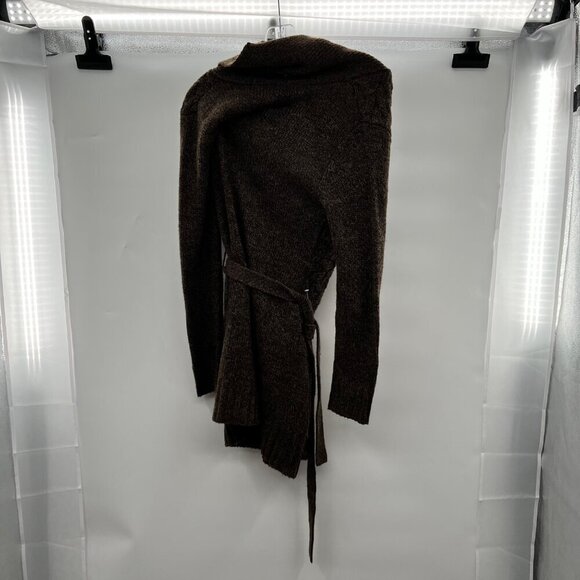 It's Our Time Women's Knit Button Up Cardigan Brown Size Medium Belted - Picture 7 of 9